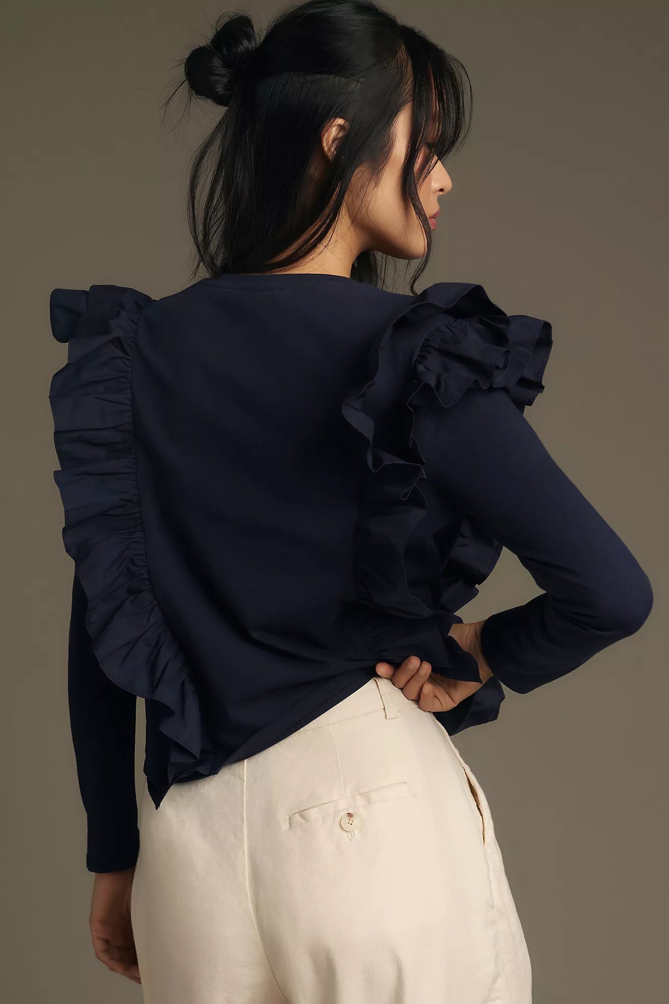 English Factory Long-Sleeve Ruffled Top | Anthropologie (US)