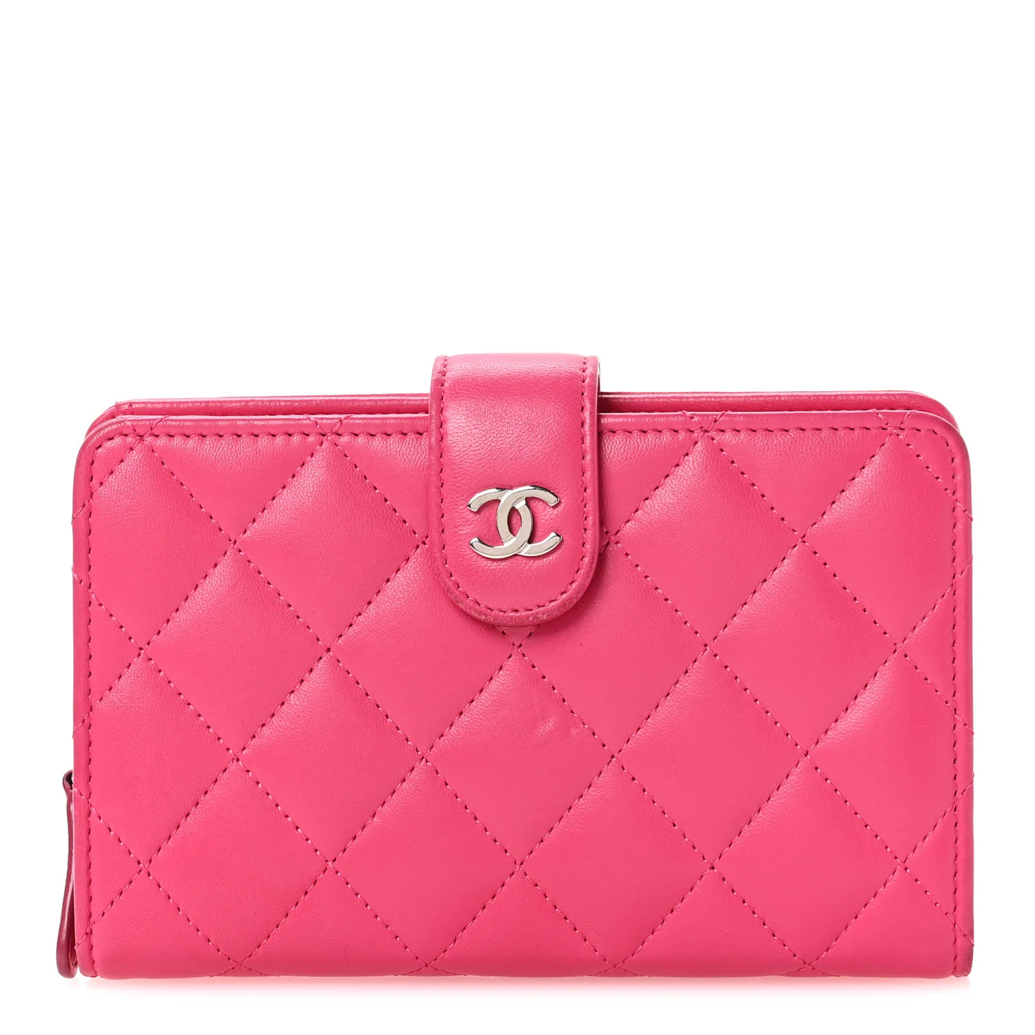 Chanel Lambskin Quilted CC French Wallet Dark Pink 1727156 | FASHIONPHILE (US)