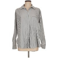 French Connection Long Sleeve Blouse: Gray Stripes Pattern Tops - Size Medium | ThredUp (US)