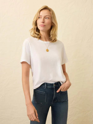 Sunwashed Essential Tee - White | Faherty