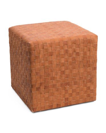 18x18 Leather Woven Pouf | Marshalls