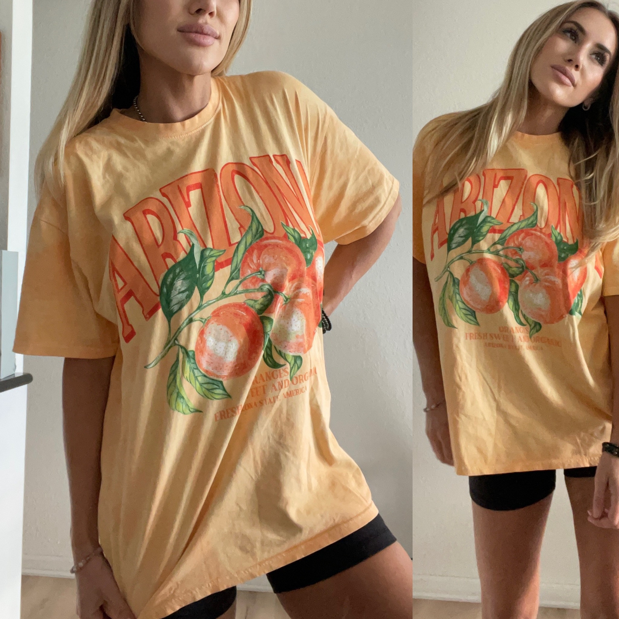 The cutest bright oversized lounge tee shirt - perfect for errands - Arizona Oranges. Wearing size 4 (petite sizing) but definitely could be worn by non petite size - only $10!

#LTKunder50 #LTKsalealert #LTKstyletip