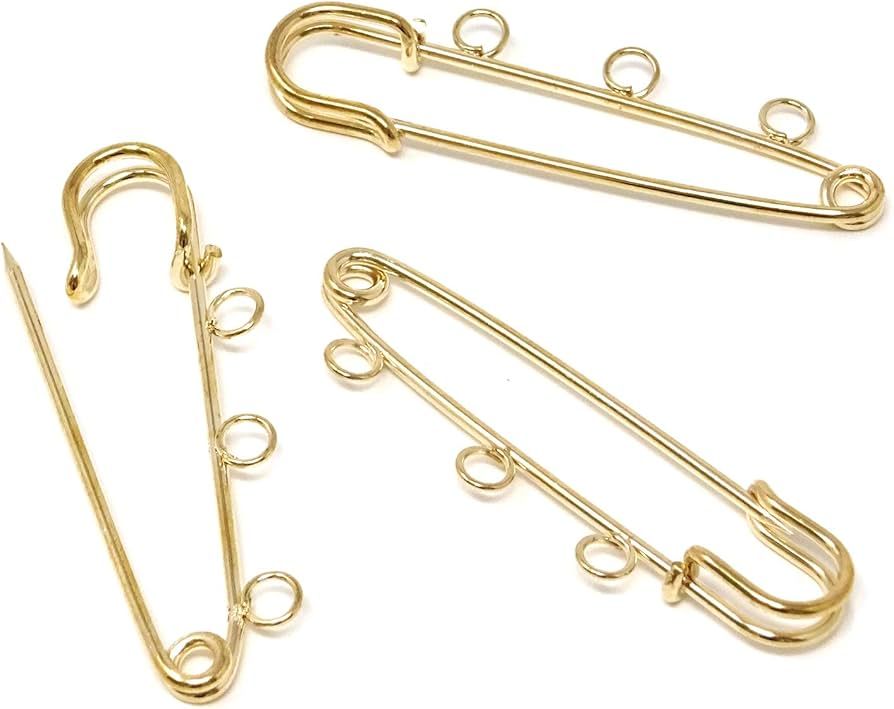 Honbay 10PCS 5.7cm/2.24inch Heavy Duty Safety Pins Brooch with 3 Holes for Blankets, Skirts, Kilt... | Amazon (US)