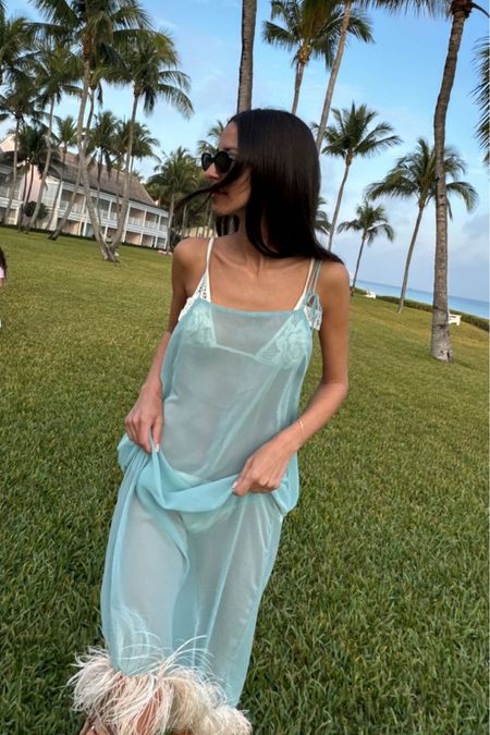 Linked my coverup in the same color and style by Adriana Degreas but without the feathers 💙

#LTKtravel #LTKswim #LTKstyletip