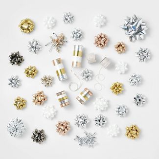 39ct Christmas Bow & Ribbon Kit Silver/Blush - Wondershop™ | Target