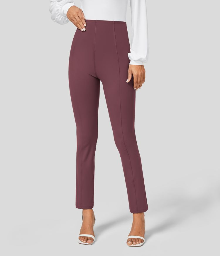 Softlyzero™ Eco High Waisted Tummy Control Adjustable Hem Work 7/8 Pants | HALARA