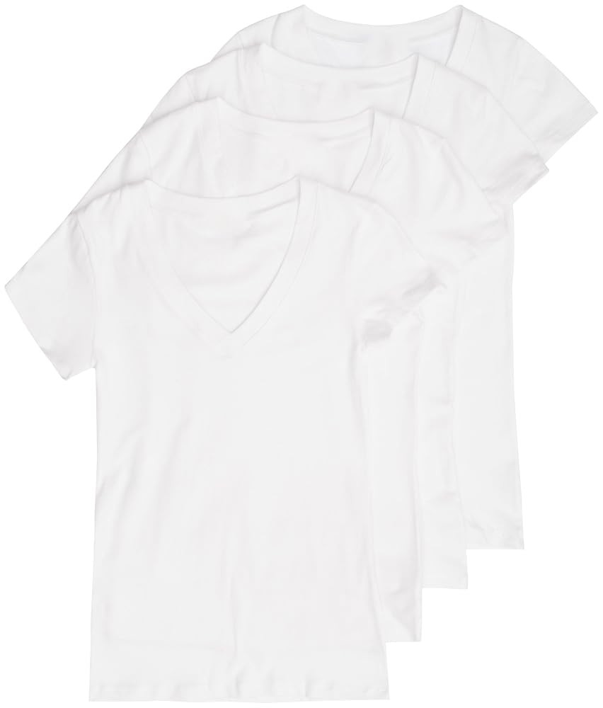 4 Pack Zenana Women's Basic V-Neck T-Shirts | Amazon (US)