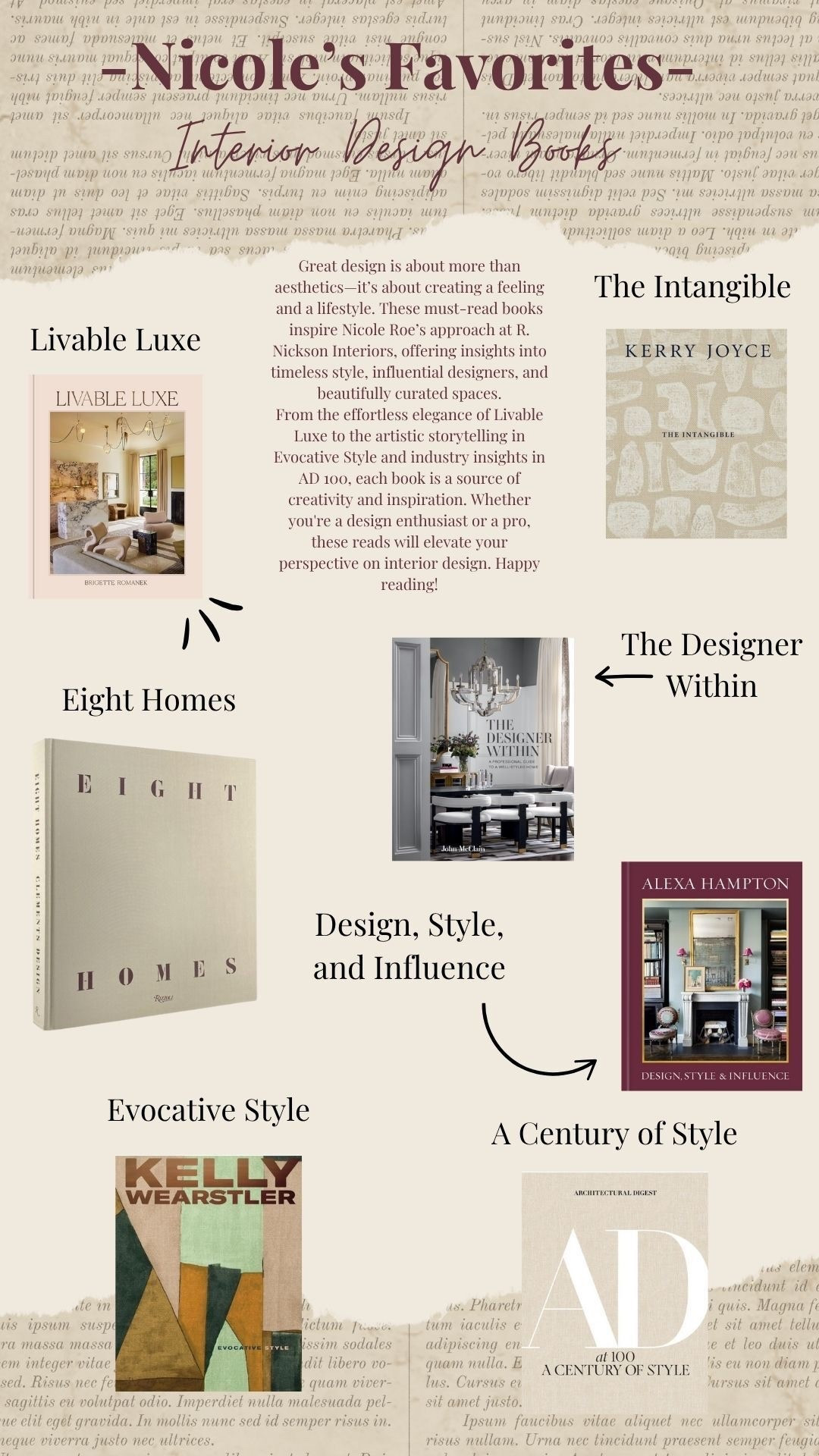 A few of my favorite design books that never stop inspiring me. Each one offers a fresh perspective—whether it’s timeless interiors, creative storytelling, or the artistry behind great design. Perfect for any design enthusiast or as a thoughtful coffee table addition. All linked in my Amazon favorites. 

#LTKFamily #LTKGiftGuide #LTKStyleTip