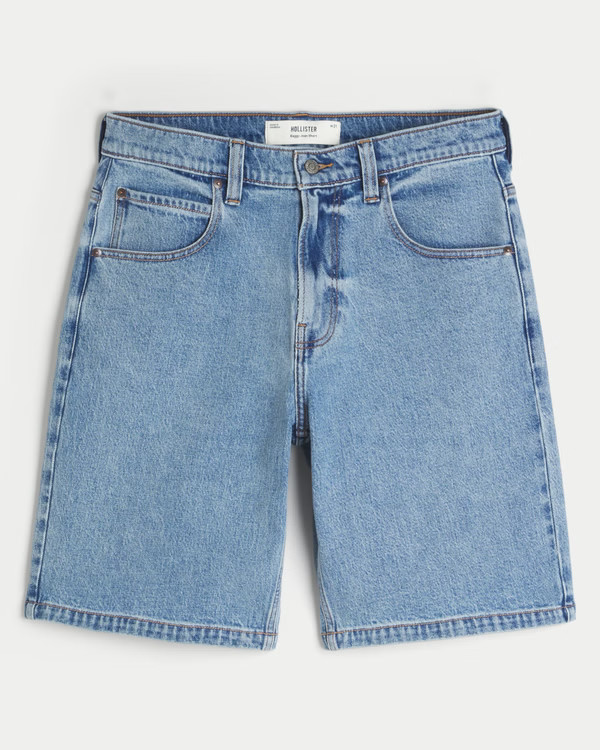 Medium Wash Baggy Jean Shorts | Hollister (US)