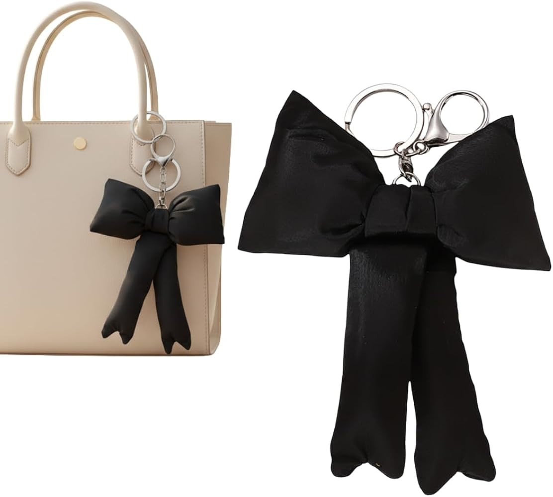 Biddlebee Puff Bow Keychain Purse Charm - Soft Fabric Bag Charm Accessory, Cute Coquette Aestheti... | Amazon (US)