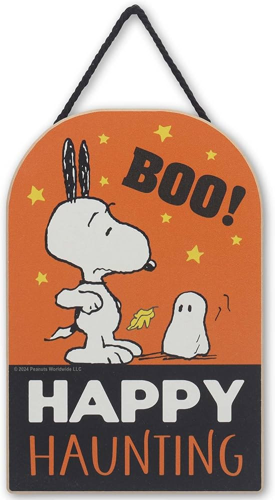 Peanuts Snoopy and Woodstock Happy Haunting Hanging Wood Decor | Amazon (US)