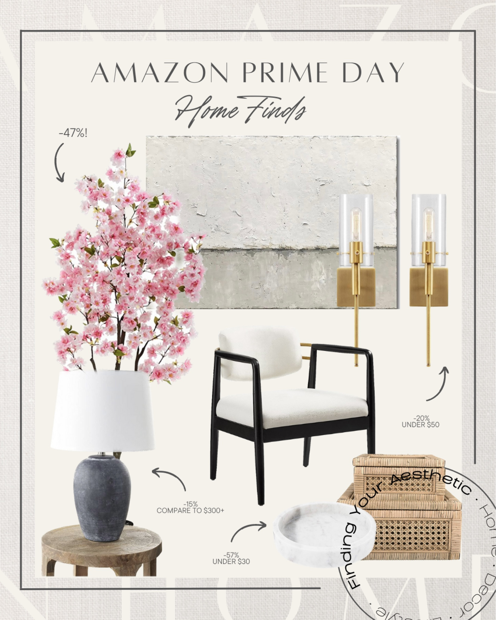 Amazon Prime Day home decor and furniture finds for the neutral and modern home

Rustic lamp, ceramic table lamp, table lamp rustic, basket storage, marble bowl, arhaus chair dupe, modern accent chair, mid century chair, gold wall sconce, wall sconce modern, neutral wall art, cherry blossom tree, artificial tree indoors, RH inspired, restoration hardware, Amazon home, Amazon deals, Amazon finds

#LTKxPrimeDay #LTKhome #LTKsalealert