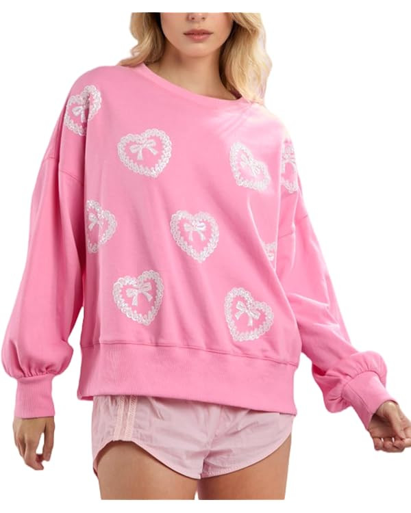 LILTWIST Heart Graphic Sweatshirts Valentine's Day Love Sweater Shirts for Women Cute Holiday Seq... | Amazon (US)