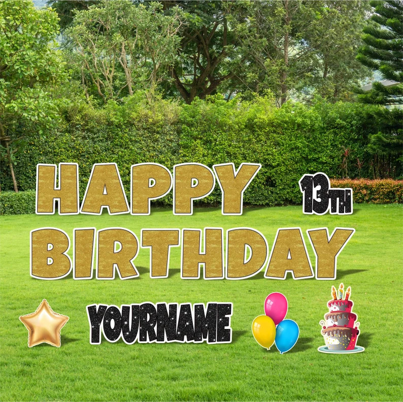 Personalized Birthday Yard Sign: Custom Name & Age, 18 Inch Glitter - Etsy | Etsy (Global)