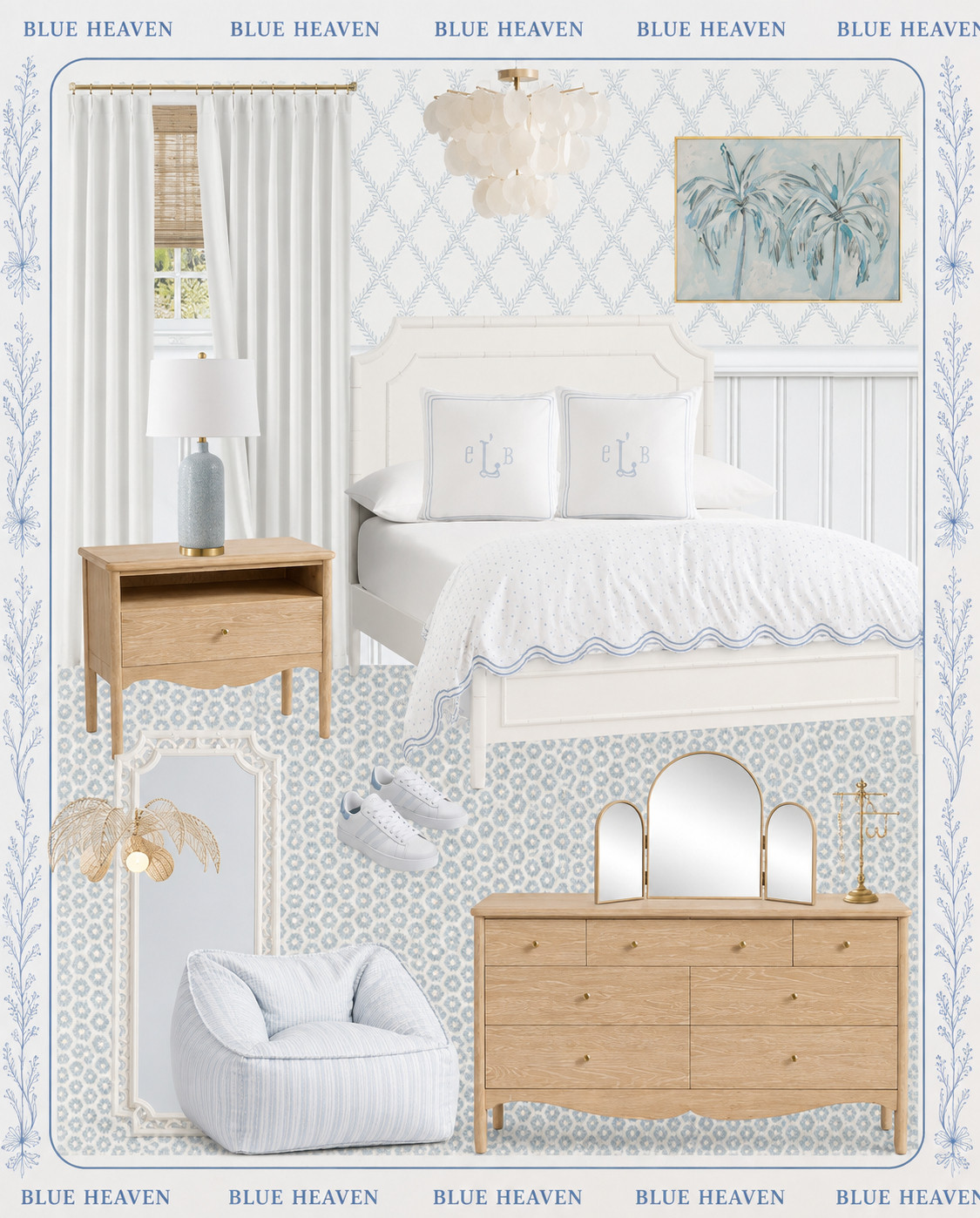 Teen Girl Bedroom Coastal bedroom, coastal bed, coastal rug, coastal nightstand, coastal lamp, coastal wallpaper, coastal wall art, coastal bedding, pottery barn dresser, 7 drawer wide dresser, bamboo classic bed, wide nightstand, coastal table lamp, ceramic table lamp, soft blue wallpaper, large capiz flush mount, pottery barn bedding, scallop duvet cover, large oxford stripe chambray bean bag lounger, palm tree floor lamp, bamboo floor mirror, coastal floor mirror, wayfair rug, bedroom rug, French blue/ivory wool rug, 8x10 rug, palm tree art, medium arch trifold vanity mirror, loveshackfancy bow necklace holder, coastal euro sham, woven bamboo no drill Roman shades, white pinch pleated full blackout curtains, adidas VL court sneakers

#LTKHome#LTKKids 

 #LTKuk #LTKhome #LTKfamily