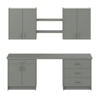 Fairview 90 in. W x 89.5 in. H x 24 in. D Moss Green Office Base Cabinet Bundle | The Home Depot