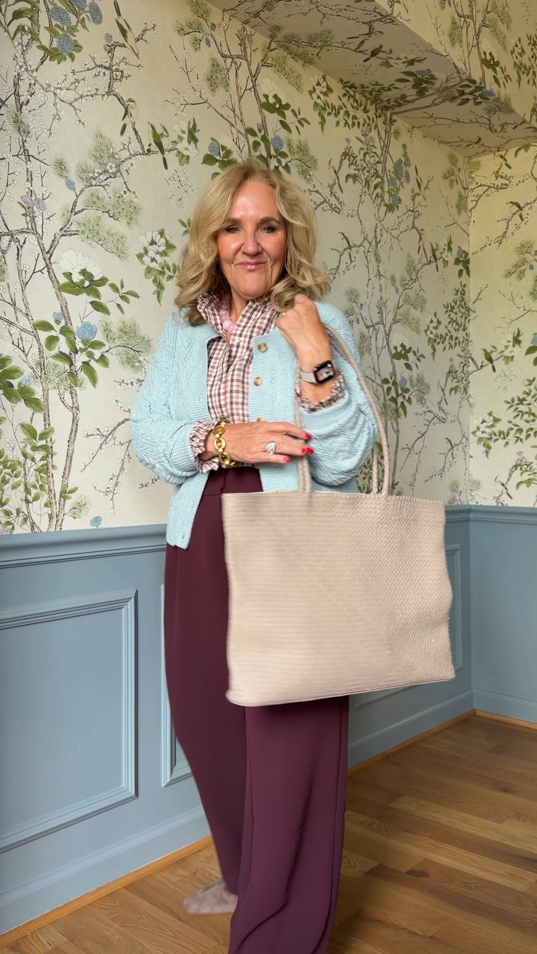 I love this color combo. 
Size medium in the sweater and blouse 
Size 8 petite in the pants. Also has a matching jacket 
Boots I size up 1/2 they’re very comfy. 

Business casual work outfit office teacher outfit

#LTKOver40 #LTKSaleAlert #LTKWorkwear