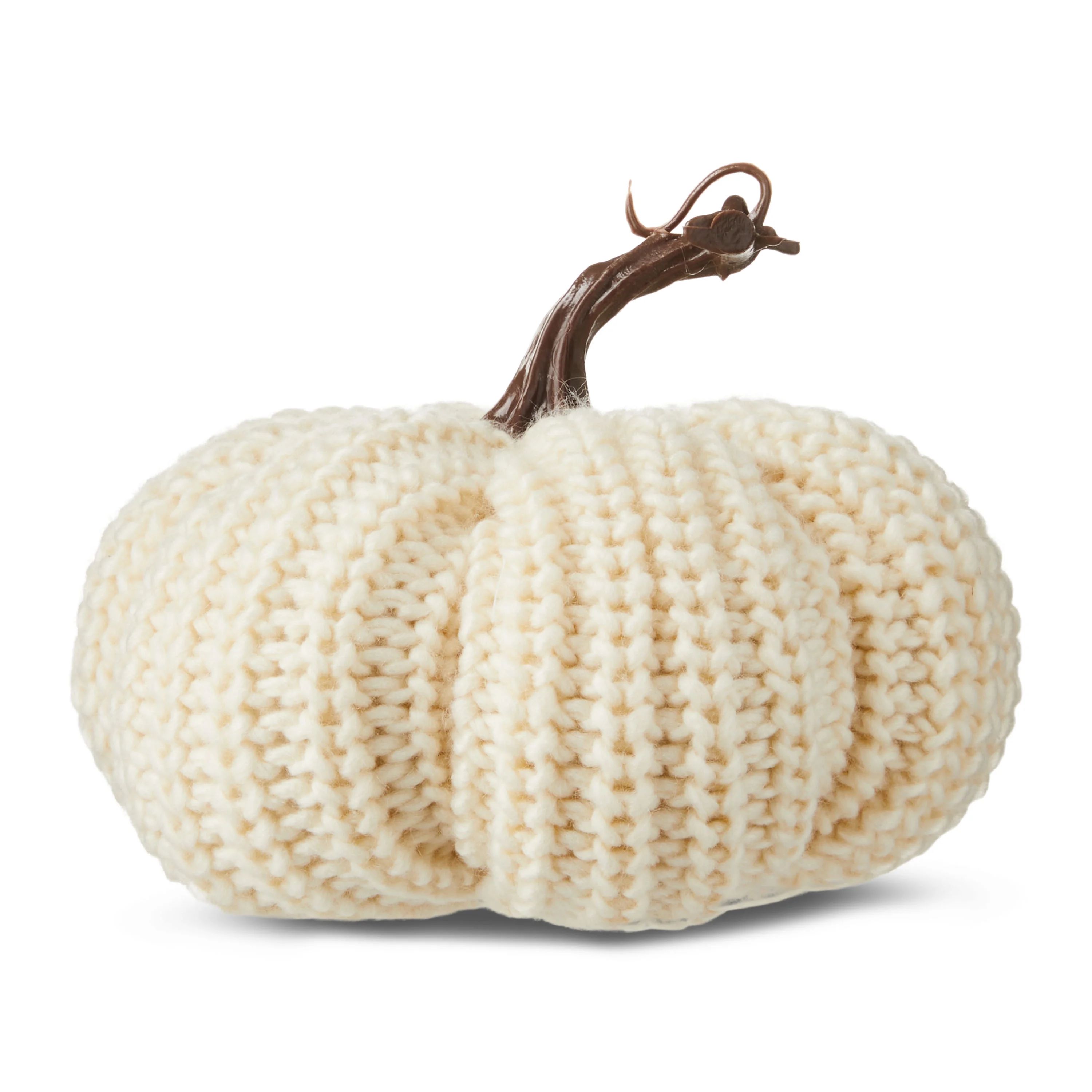 Harvest Cream Knit Pumpkin Decoration, 5.5", by Way To Celebrate | Walmart (US)