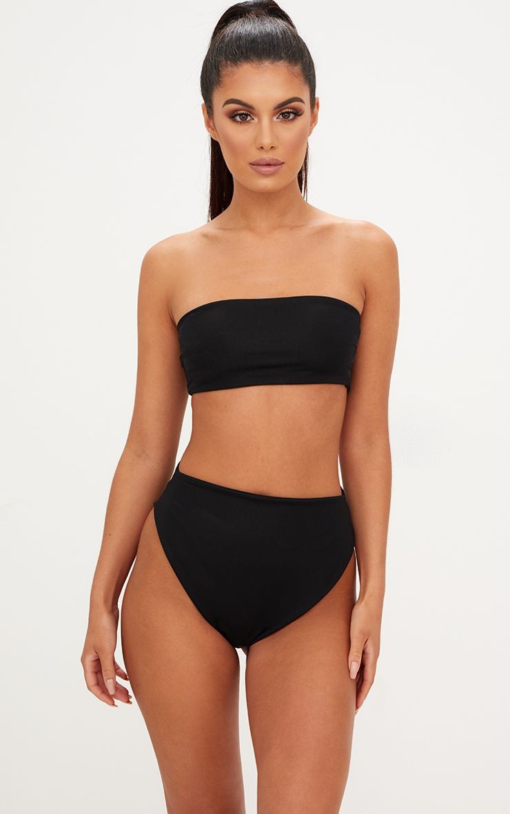 Black Mix & Match Bandeau Bikini Top | PrettyLittleThing US