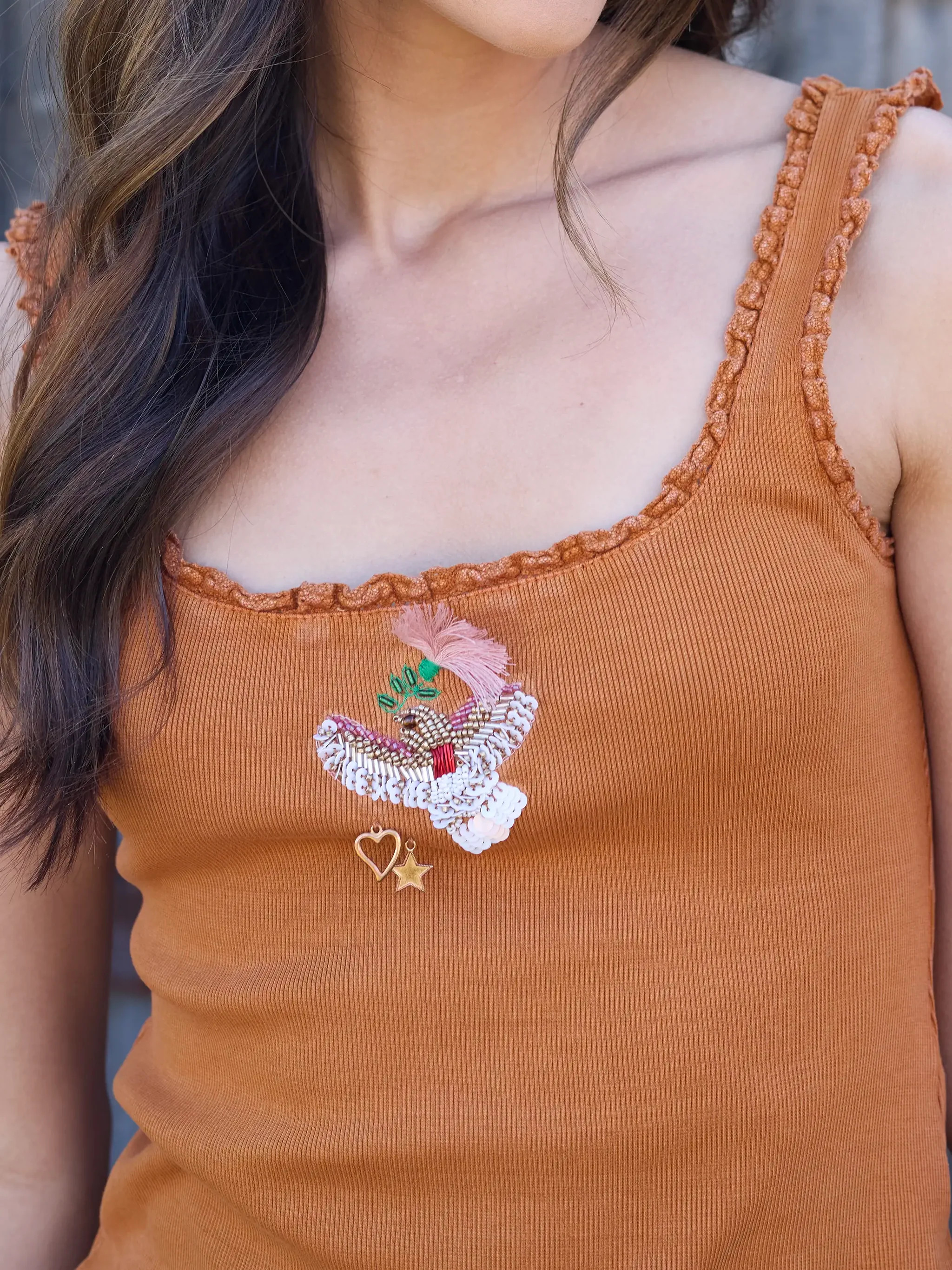 Mona Beaded Tank - Rust Bird | Natural Life