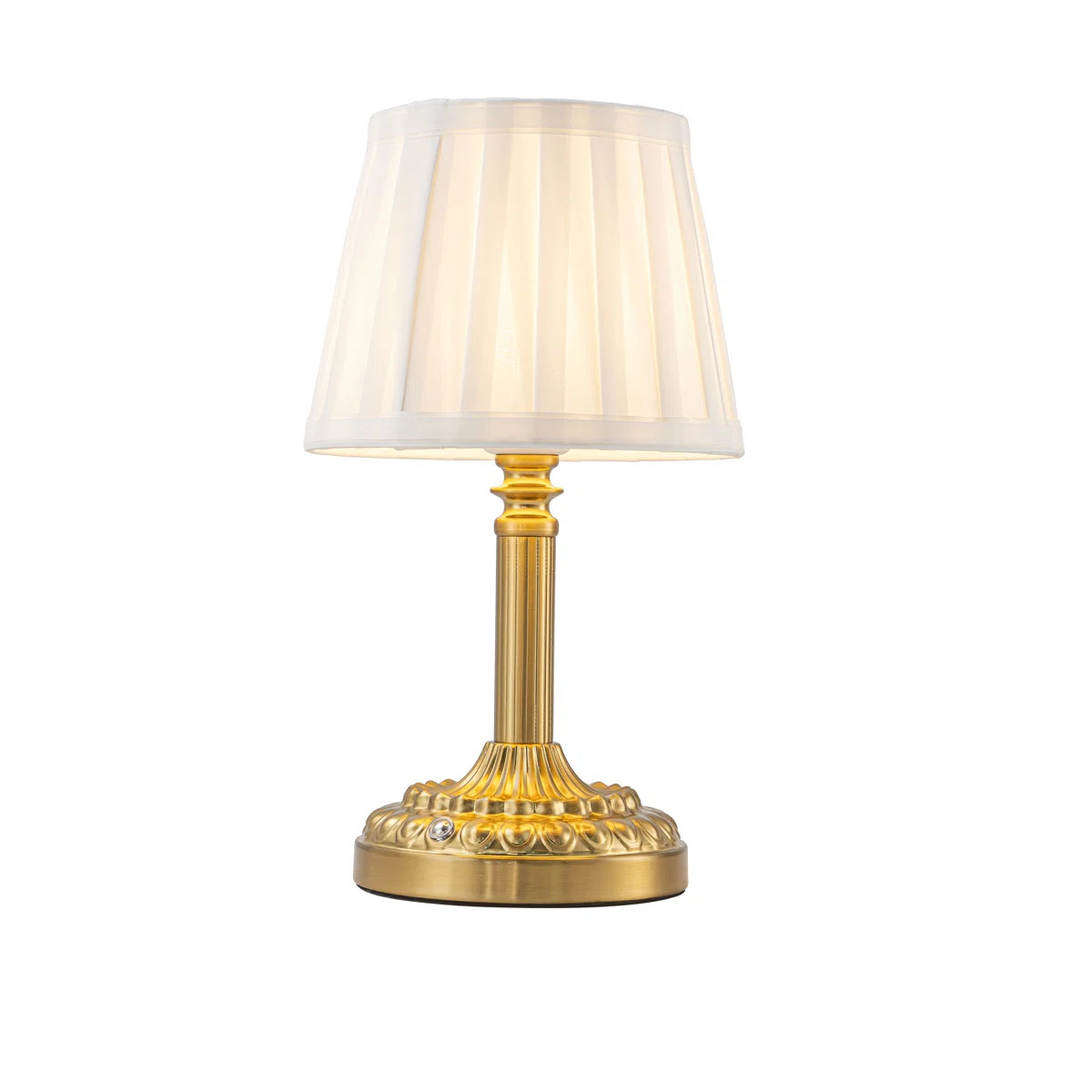 11'' Glam Cordless Table Lamp Touch Control With 3 Way Classic Elegant Dimmable Rechargeable Led Nightstand Lamp With Fabric Shade In Brass Finish | Wayfair North America