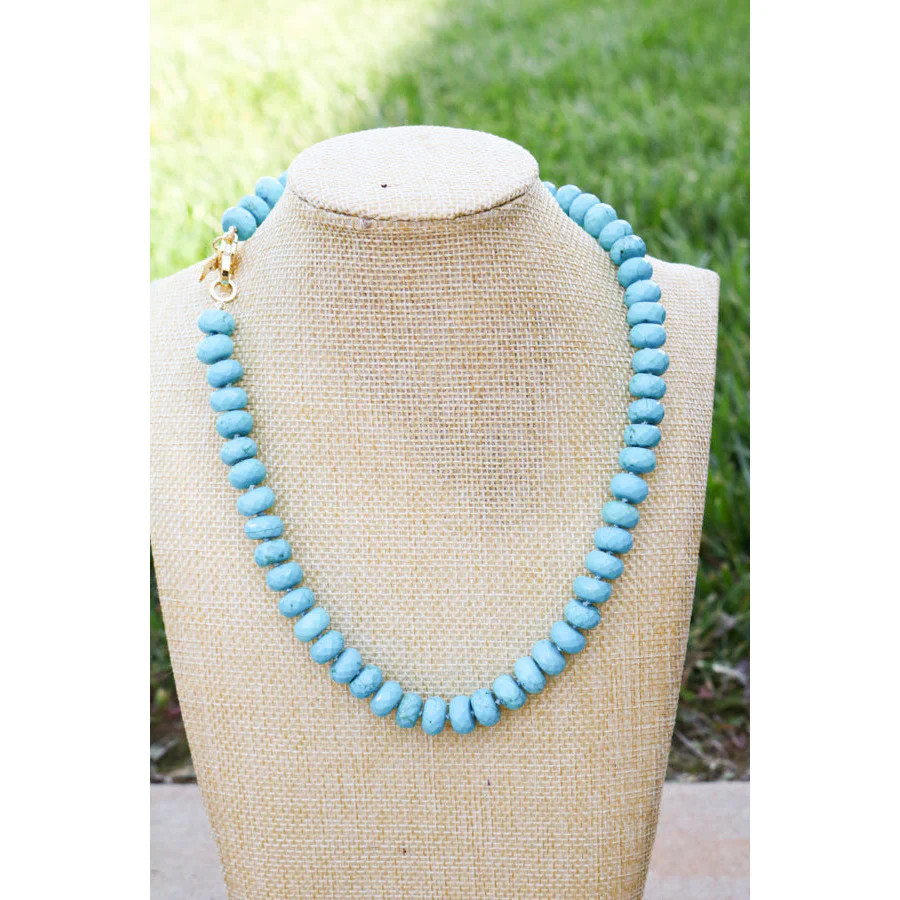Faceted Turquoise Howlite Hand Knotted Candy Crush Necklace | Taylor Reese