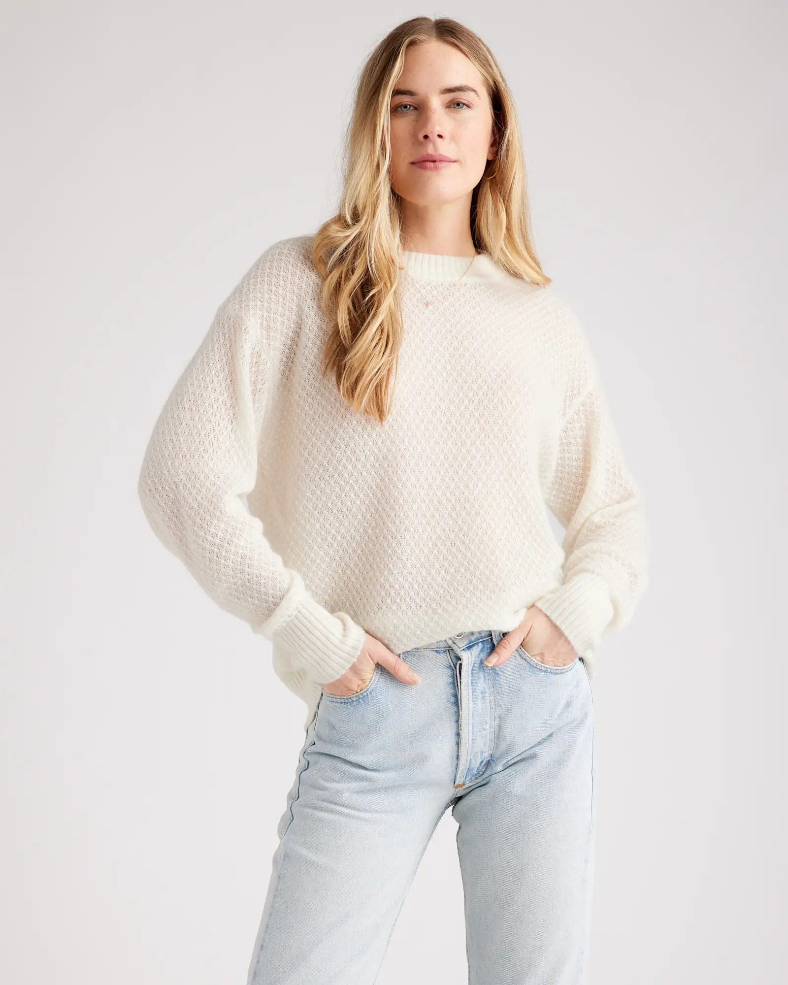 Baby Alpaca-Wool Diamond Stitch Crew | Quince