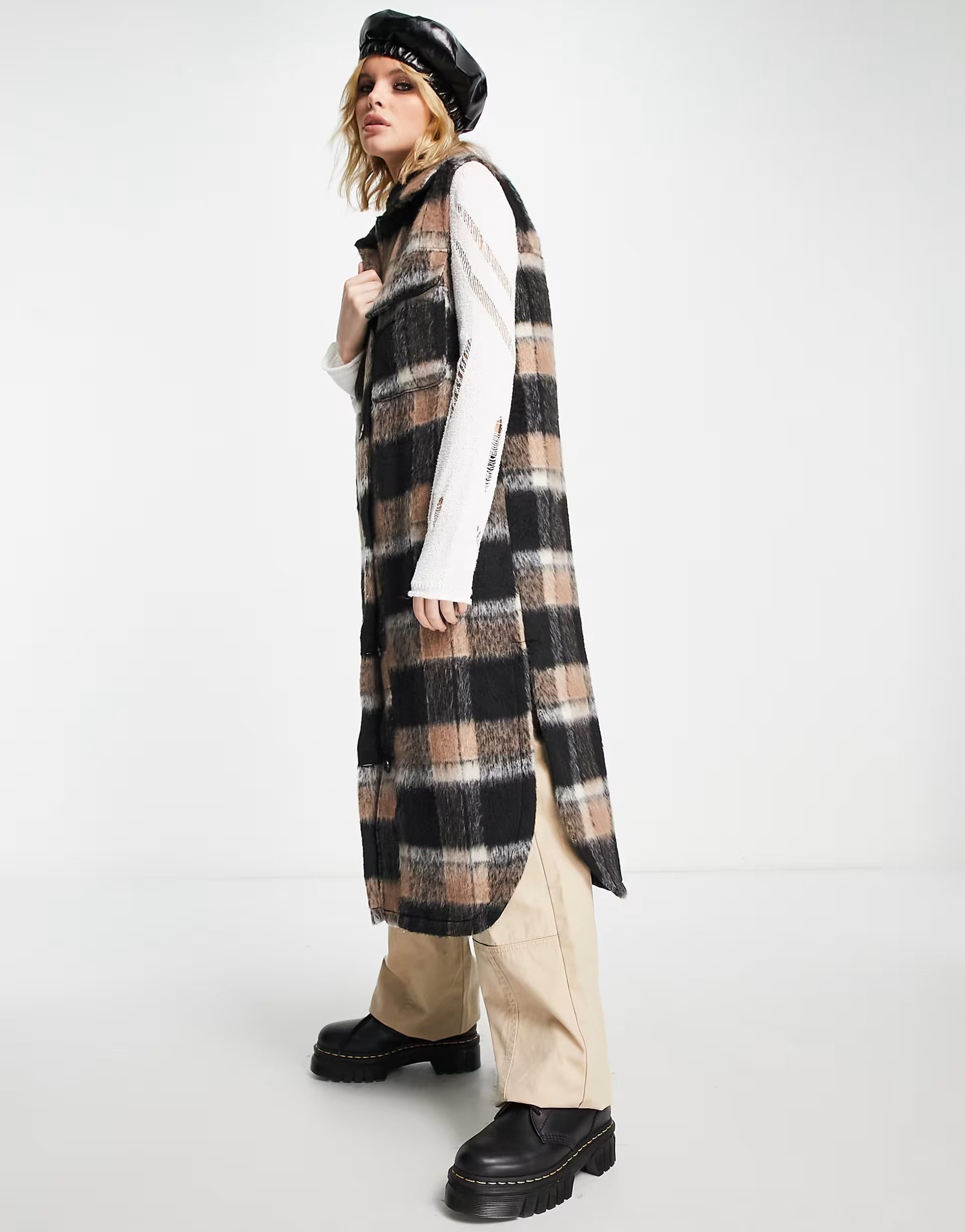 Violet Romance longline vest in check | ASOS (Global)