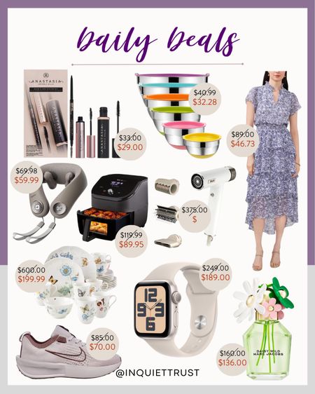 Don't forget to check out today's deals: purple ruffle layered midi dress, a mascara set, a dinnerware set, smartwatch, a portable neck fan, and more!
#beautypicks #onsalenow #shoeinspo #springoutfit

#LTKhome #LTKstyletip #LTKsalealert