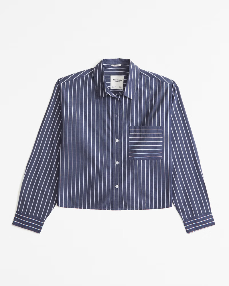 Oversized Cropped Poplin Shirt | Abercrombie & Fitch (US)