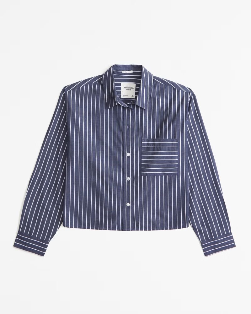 Women's Oversized Cropped Poplin Shirt | Women's Tops | Abercrombie.com | Abercrombie & Fitch (US)