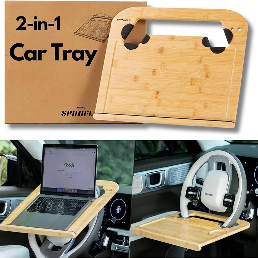 2-in-1 Car Steering Wheel Tray - Laptop Desk - Double Sided Car Table for Eating & Reading fits u... | Amazon (US)