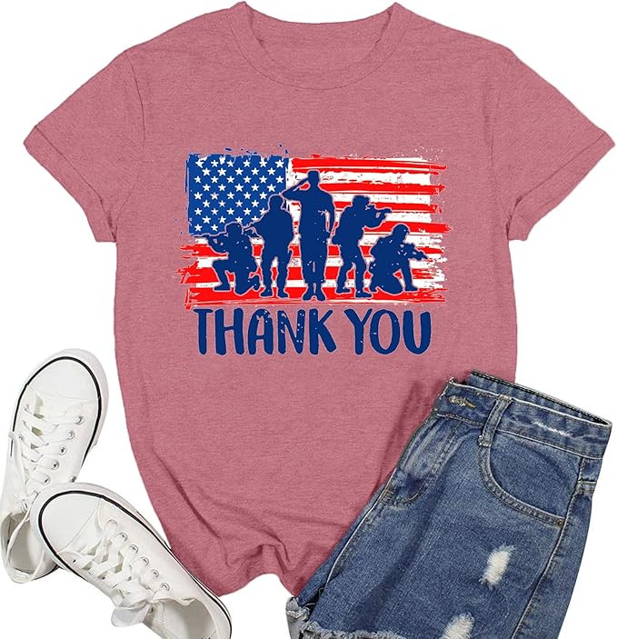 USA Shirt for Women 4th of July Shirts American Flag T-Shirt Patriotic Tee Top | Amazon (US)