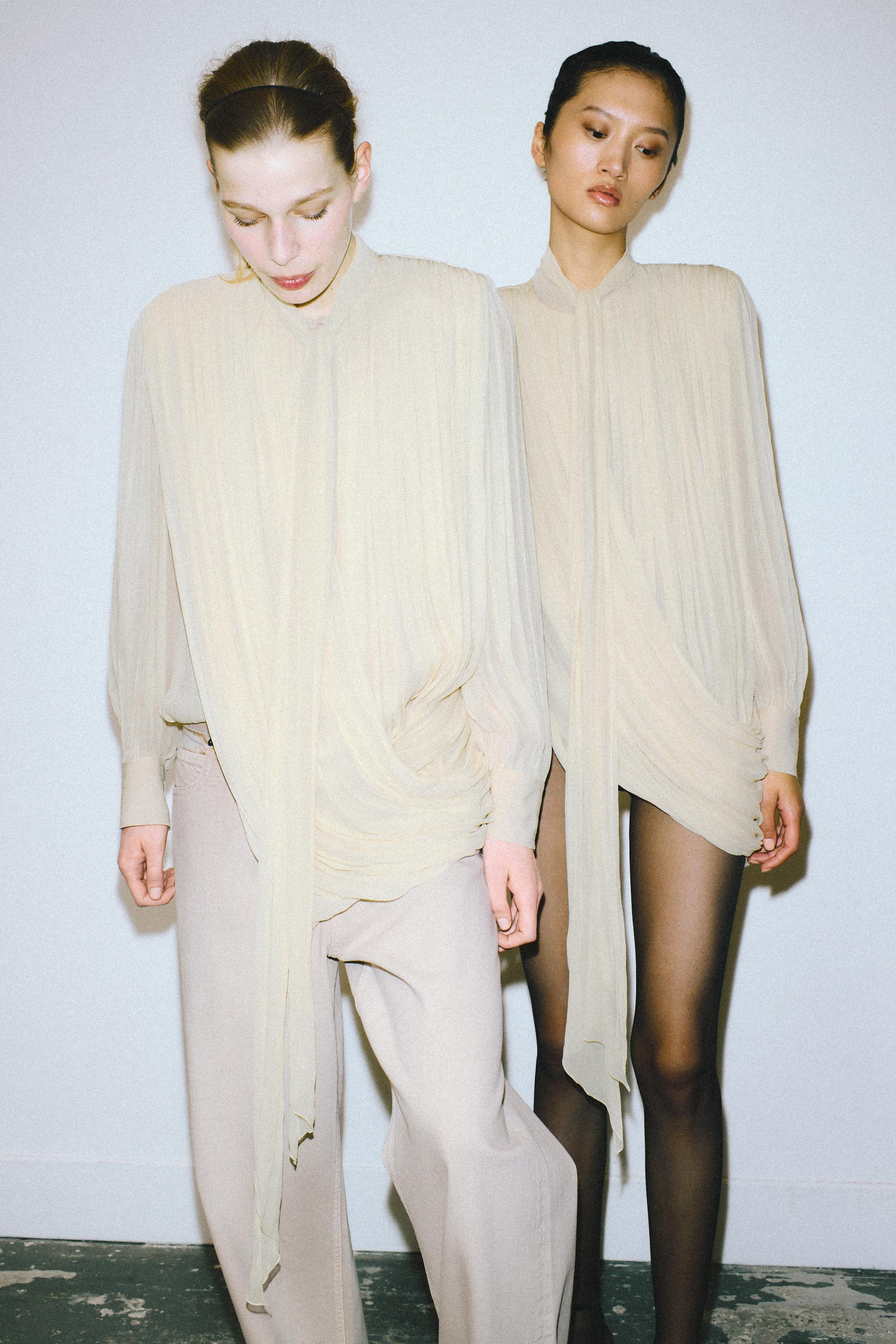 DRAPED SHOULDER PAD BLOUSE ZW COLLECTION LIMITED EDITION | Zara US