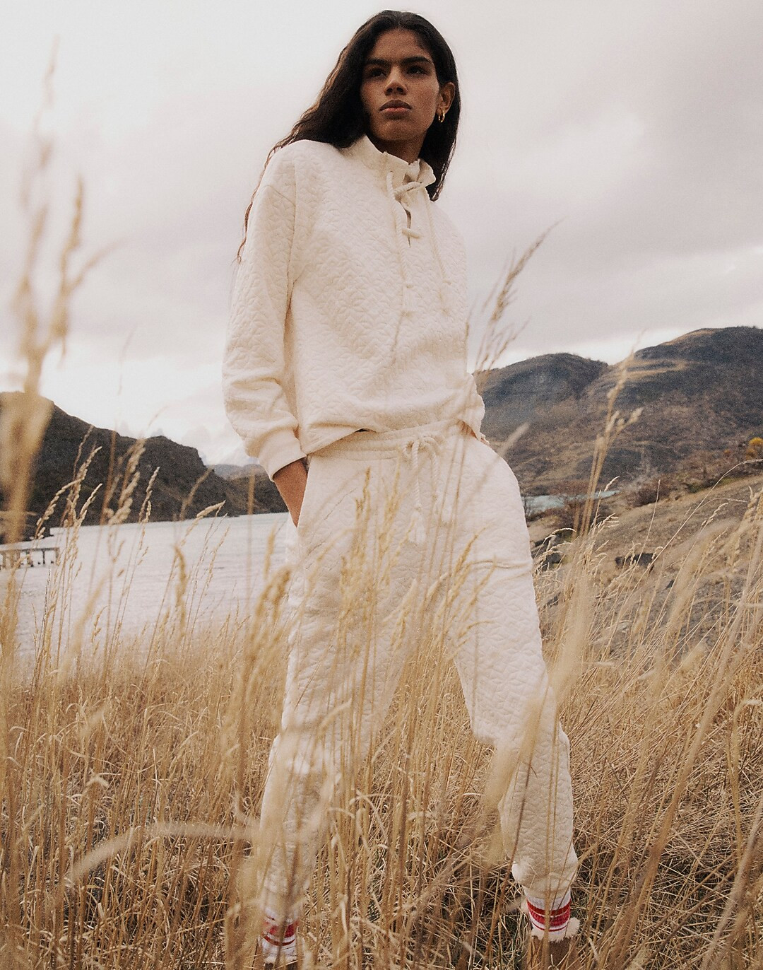 Quilted-Knit Lace-Up Sweatshirt | Madewell