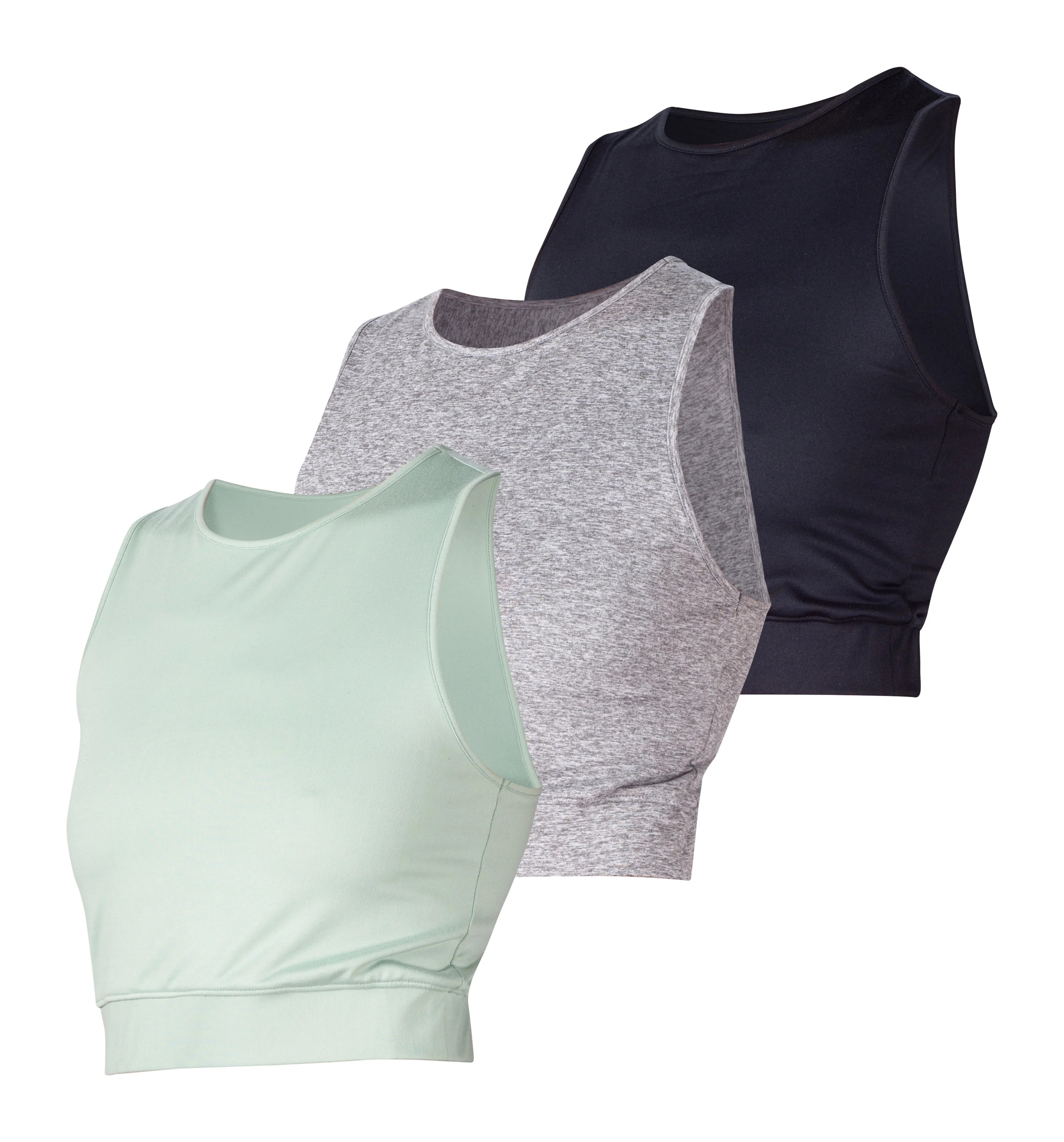 INERZIA Workout Tank Tops For Women 3 Pack Cropped Tank Top Set Soft Basic Workout Crop Tops for ... | Walmart (US)