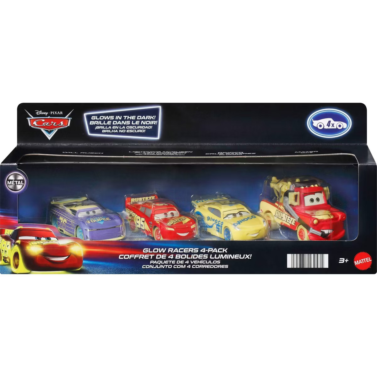 Pixar Cars Glow Racers Diecast Vehicles 4pk - 1:55 Scale | Target