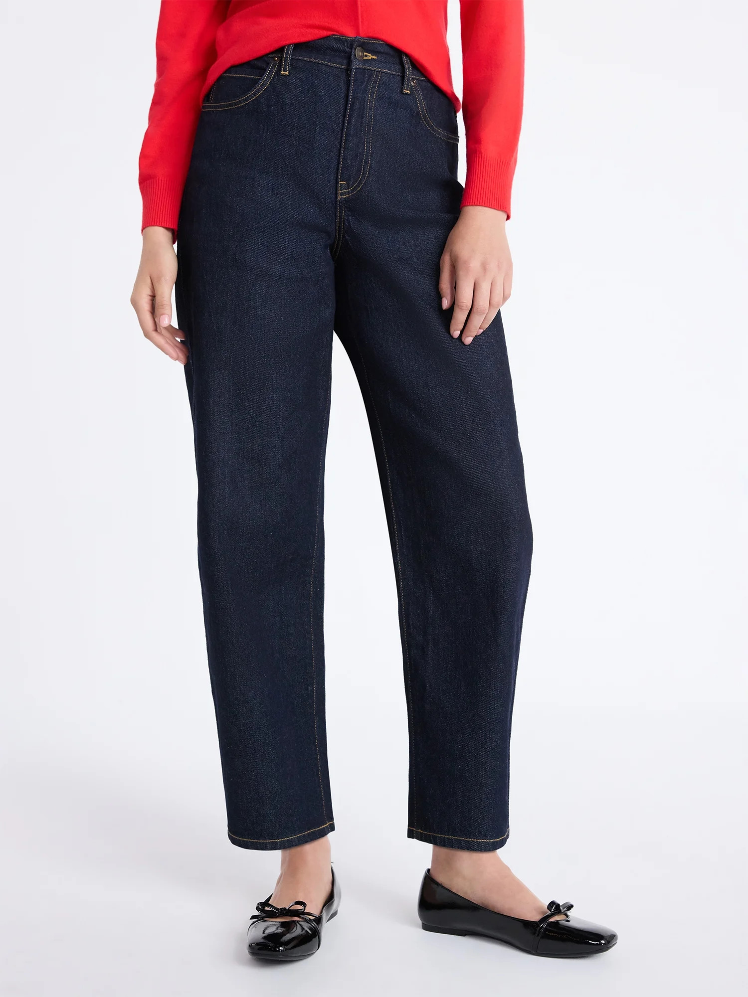 Free Assembly Women's and Women's Plus Barrel Leg Jeans, 26.5" Inseam, Sizes 0-26W - Walmart.com | Walmart (US)