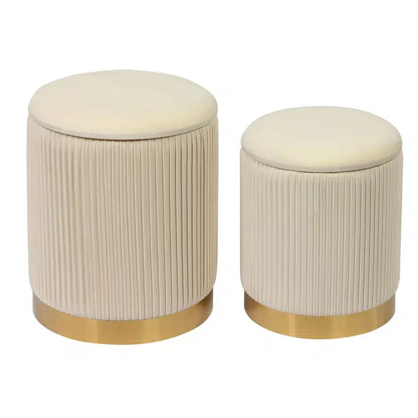 Cerra Velvet Round Storage Ottoman with Storage | Wayfair North America
