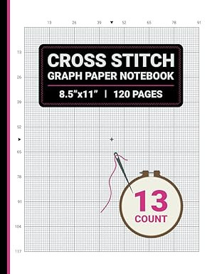 Cross Stitch Graph Paper 13 Count Notebook: 13 Squares Per Inch, For Creating Cross Stitch, Embro... | Amazon (US)
