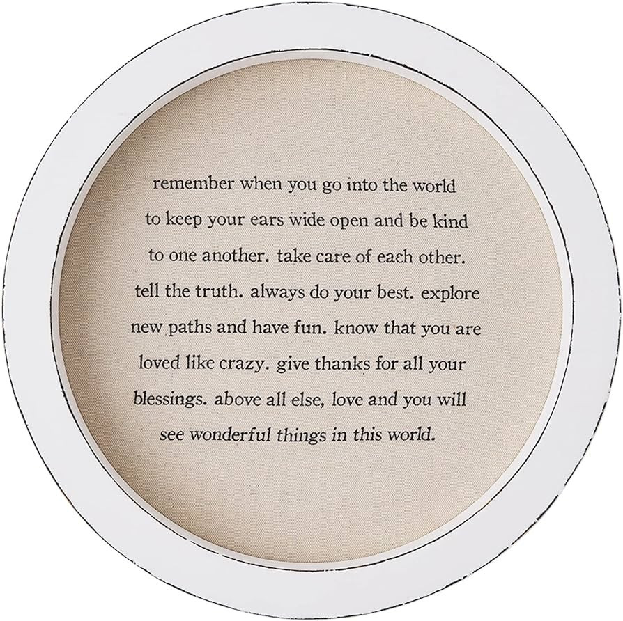 Mud Pie White, 15" Dia Round Canvas Plaque | Amazon (US)