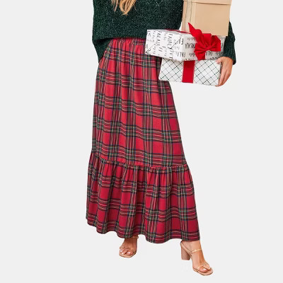 Women's Plaid Ruffled Maxi Skirt - Cupshe | Target