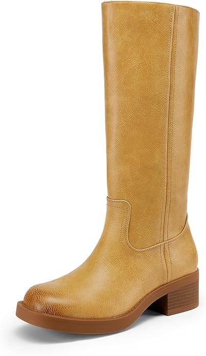 DREAM PAIRS Womens Knee High Boots Square Toe Platform Chunky Block Heel Banana Campus Boots for ... | Amazon (US)