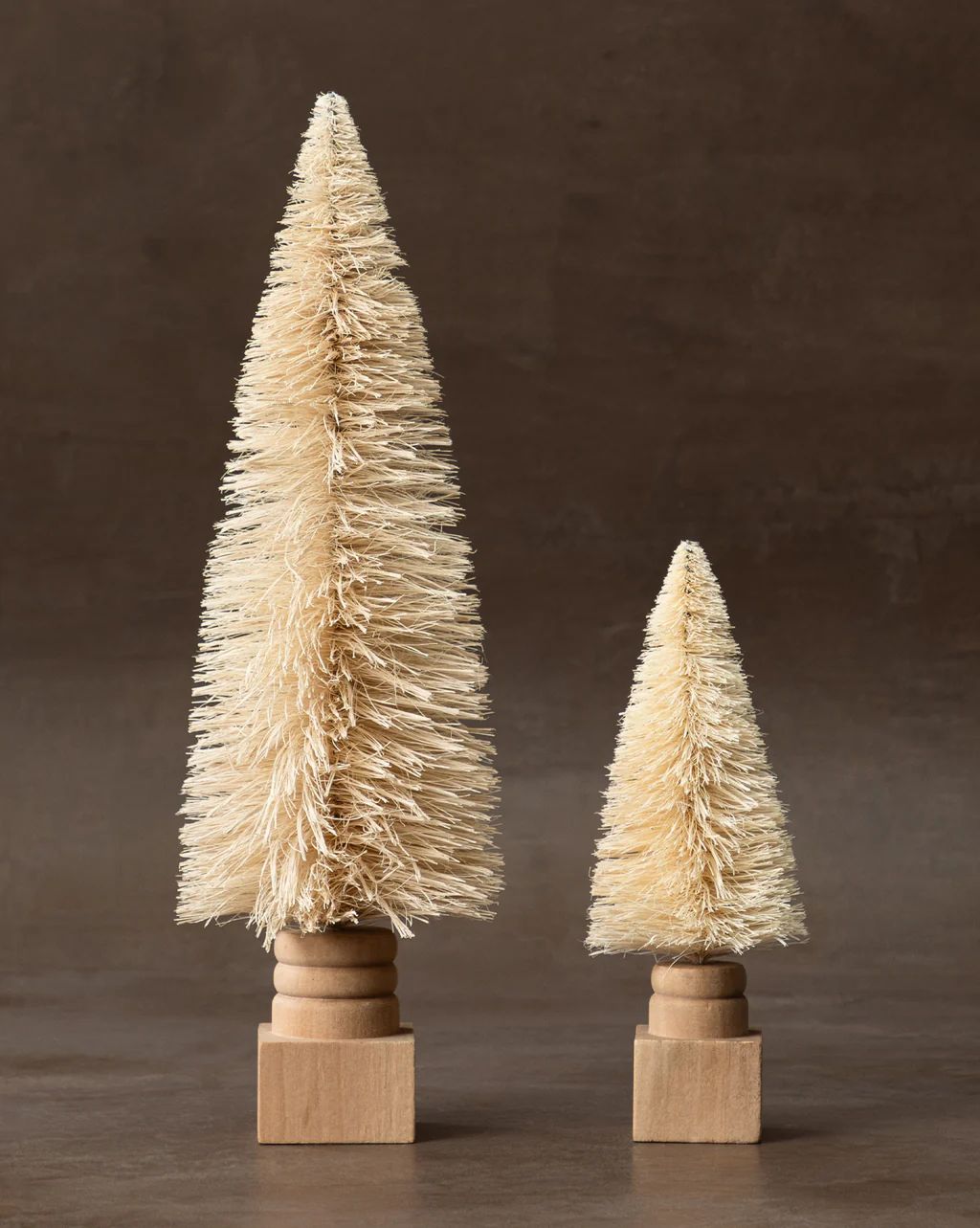 Cream Sisal Bottle Brush Tree with Carved Wood Base | McGee & Co.