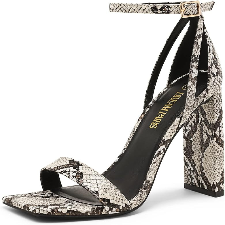 DREAM PAIRS High Heels Chunky Block Square Toe Heels for Women Dressy Open Toe Heel Sandals | Amazon (US)