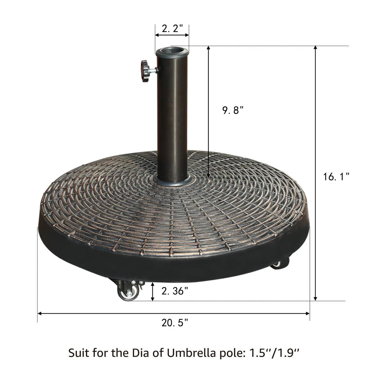 Garica 52 Lb. Resin Free Standing Umbrella Base with Wheels | Wayfair North America