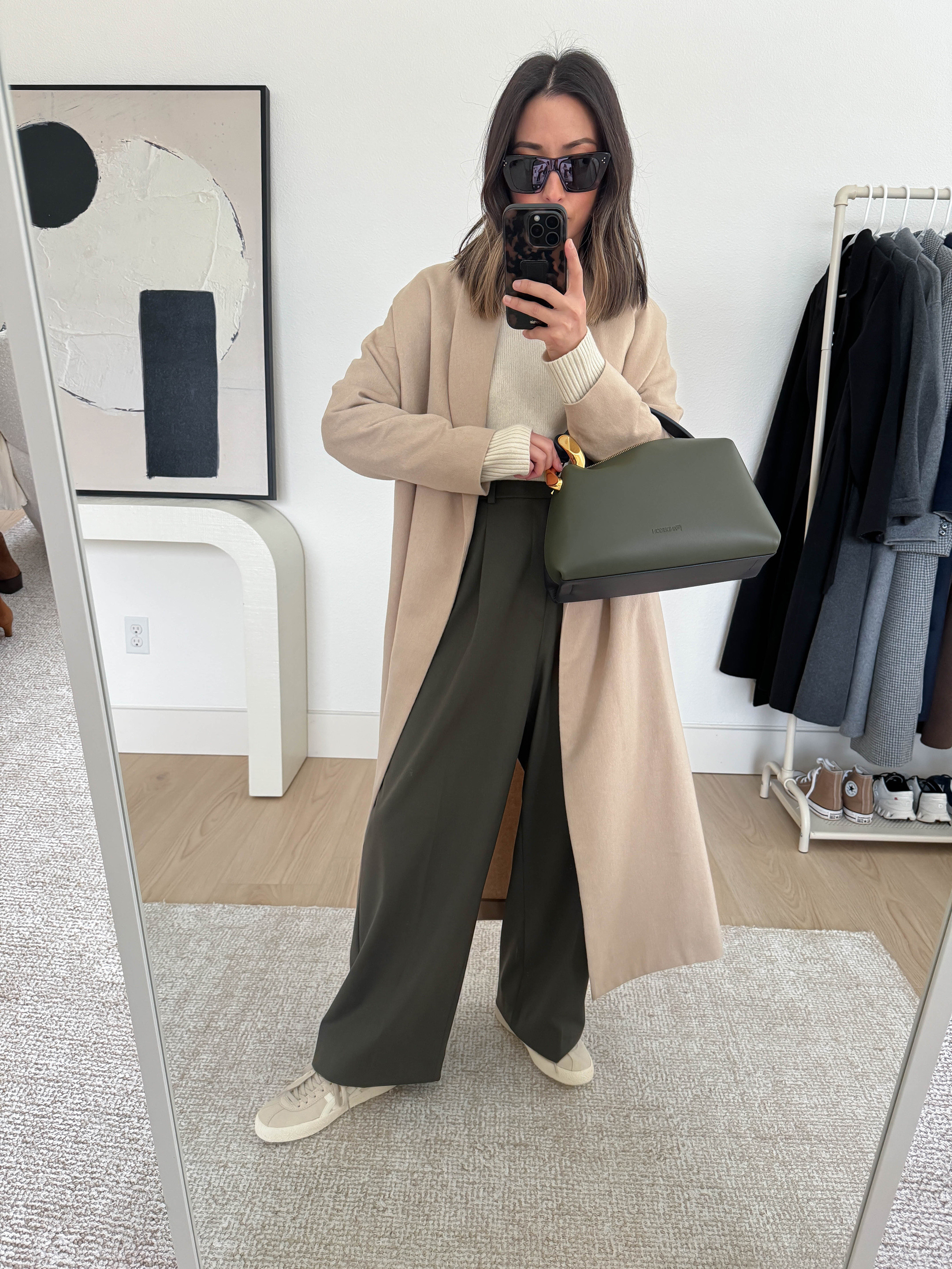 Thanksgiving outfit ideas. Fall outfit ideas.

AYR nude robe coat xxs (old)
Everlane sweater xs
Uniqlo pants Small. Hemmed length to 25.5" inseam
Onitsuka Tiger sneakers 4 mens
JW Anderson bag
Celine sunglasses

#LTKHoliday #LTKShoeCrush #LTKSeasonal