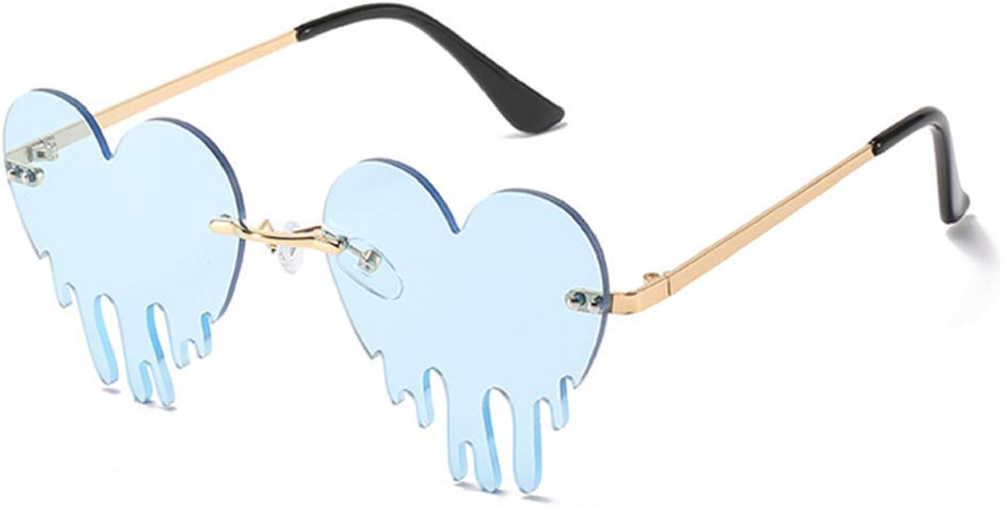 ENTHYI Melting Heart Sunglasses for Men/Women Rimless Irregular Party Unique Sun Glasses Metal Pr... | Amazon (US)