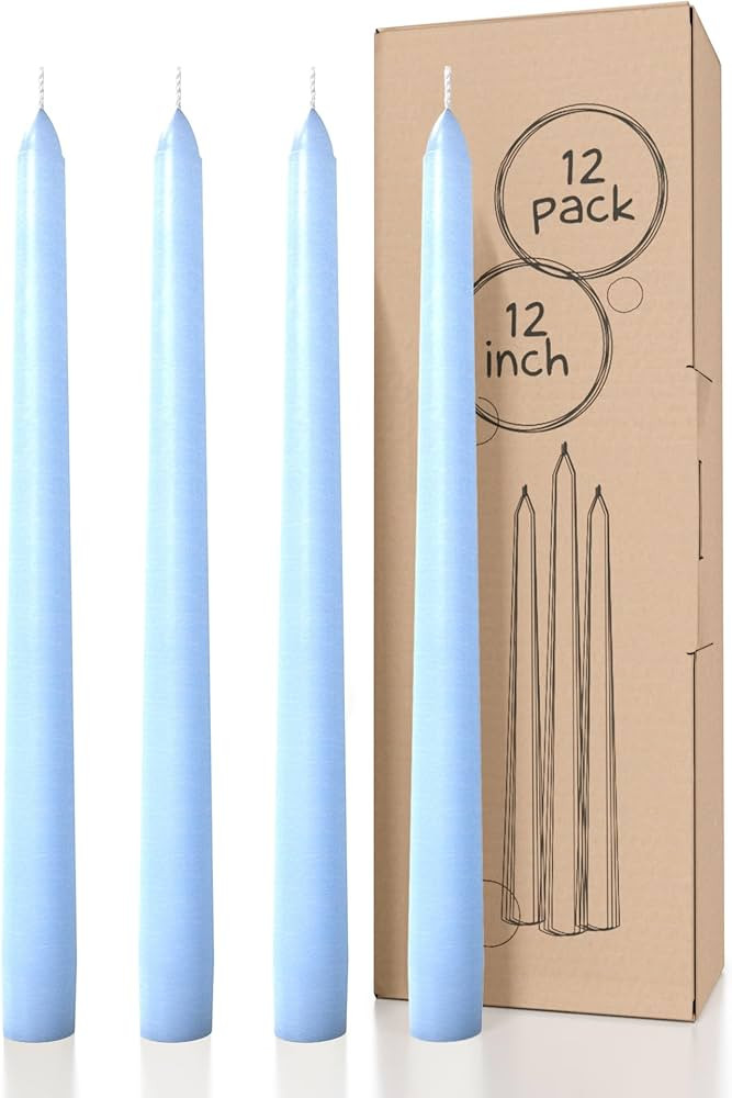 CANDWAX 12 inch Taper Candles Set of 12 - Dripless and Smokeless Candle Unscented - Slow Burning ... | Amazon (US)