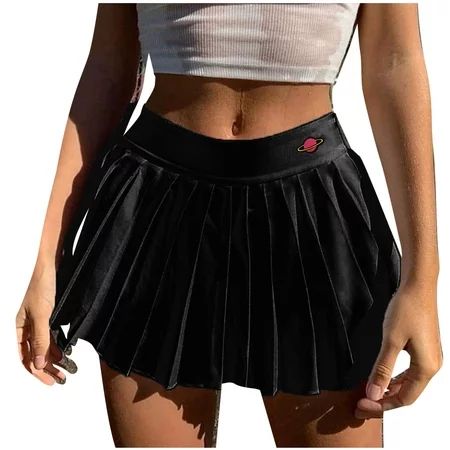 Women s Summer Fall Pleated Skort Sexy Kawaii Ruched High Waisted High Leg Tunic Midi Graphic Skort  | Walmart (US)